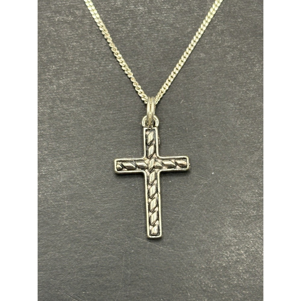 Vintage 16" Sterling Silver Cross Pendant Necklace 925 H24